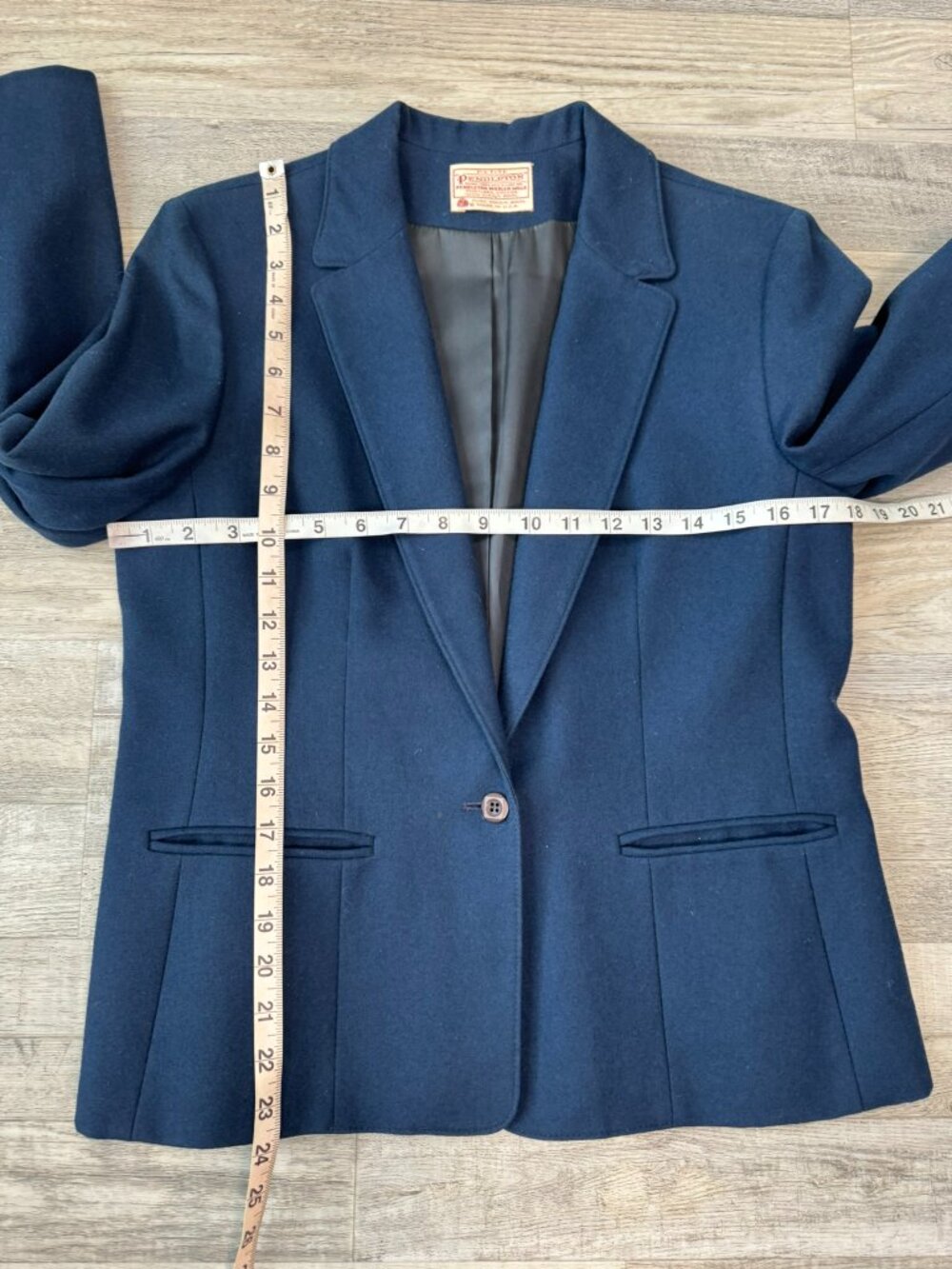 Pendleton Navy Lined 100% Virgin Wool Blazer Women's Made In USA Q29 - Picture 4 of 5